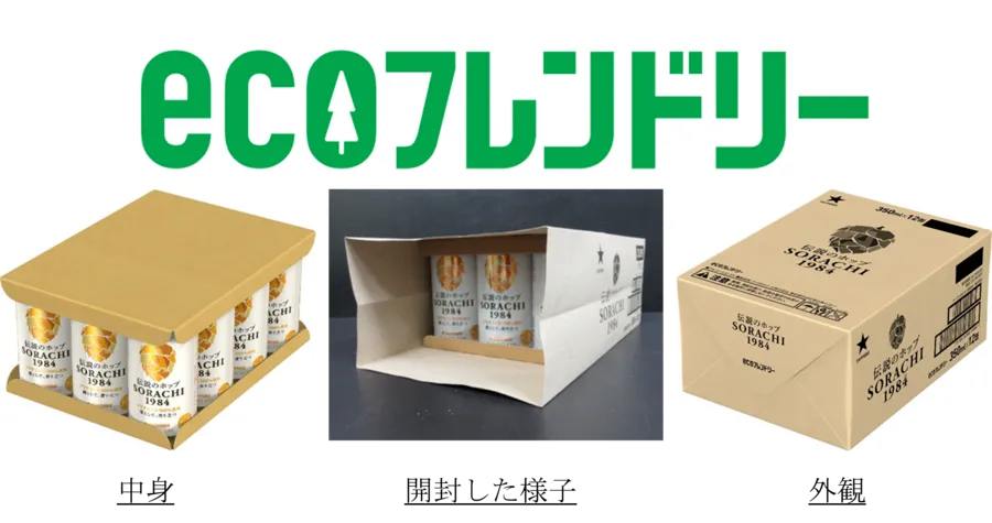 「ｅｃｏフレンドリー」プロジェクト第4弾 ～紙使用量約2割削減の包装資材を使用した ビール缶製品のテスト販売を開始～